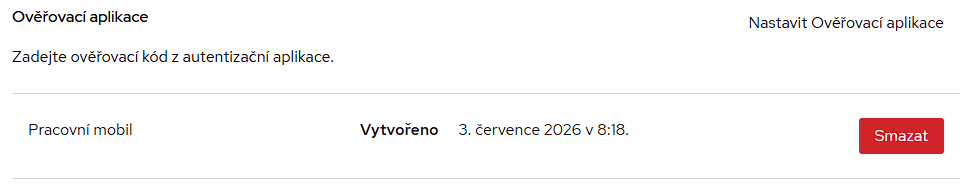 2FA ověření e-mailem - nastaveno