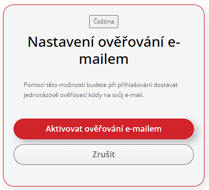 2FA ověření e-mailem - krok1