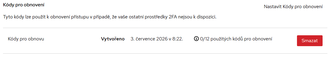 2FA ověření e-mailem - nastaveno
