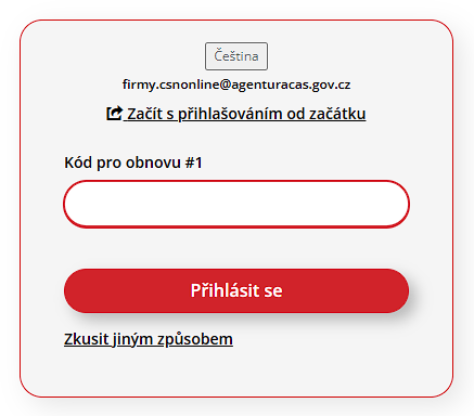 2FA ověření e-mailem - nastaveno